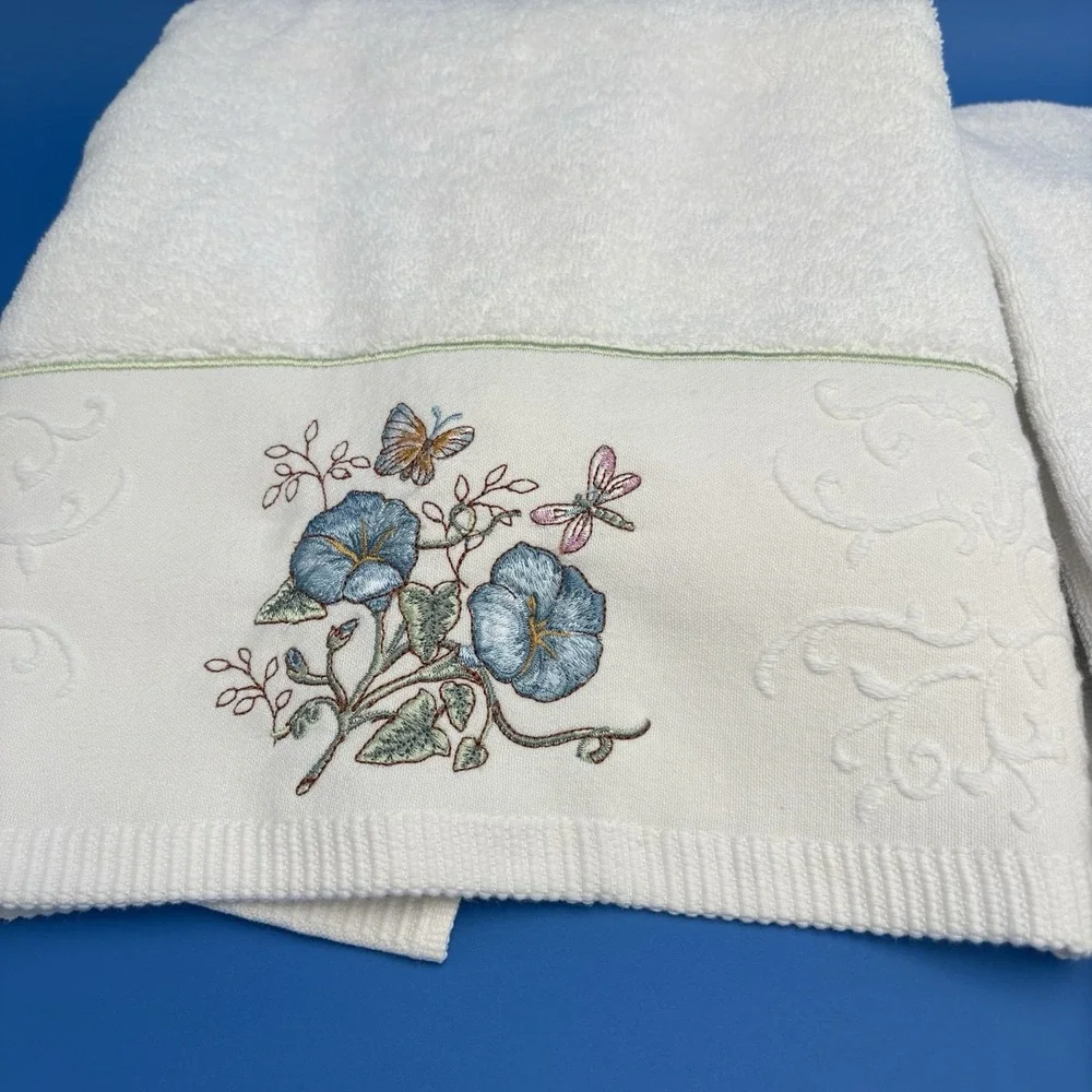 Lenox Butterfly Meadow Bath Hand Finger Tip Towel Set Of 4 Vtg EUC Tags